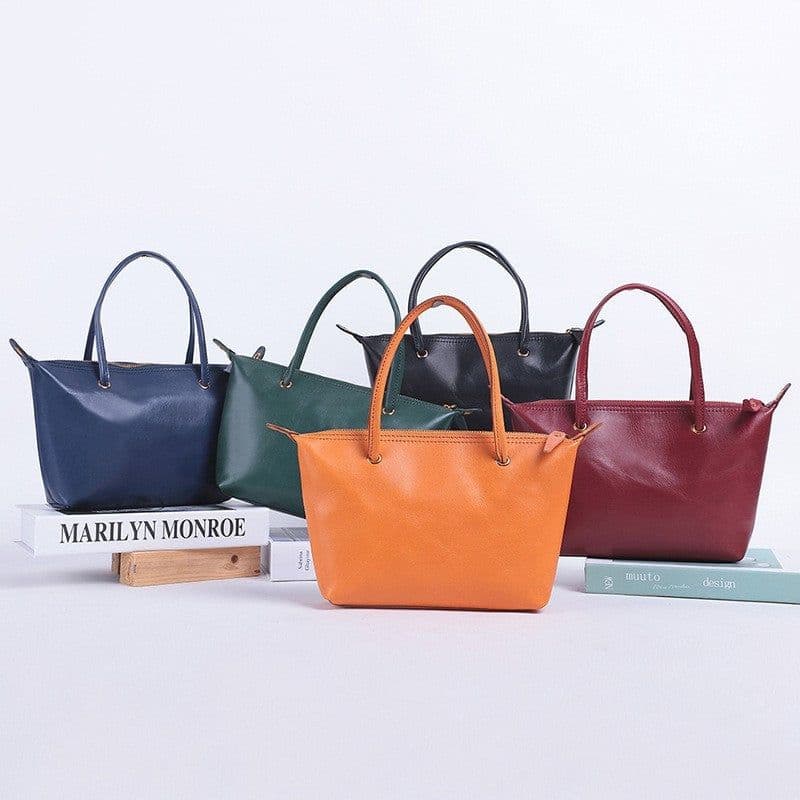 image-Large Capacity Genuine Leather Women's Bag First Layer Cowhide Handbag