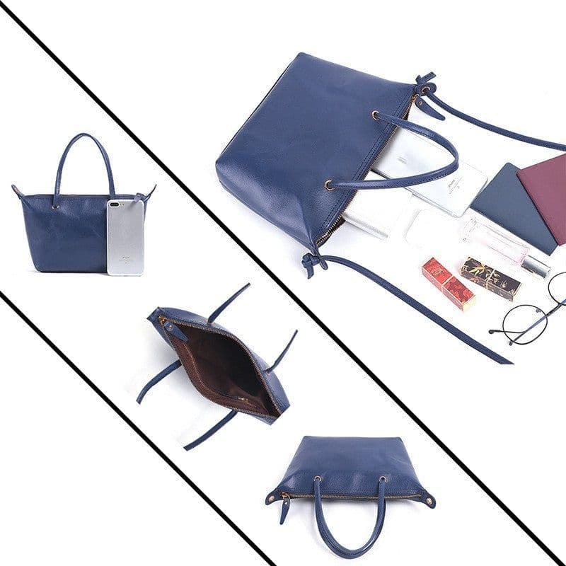 image-Large Capacity Genuine Leather Women's Bag First Layer Cowhide Handbag