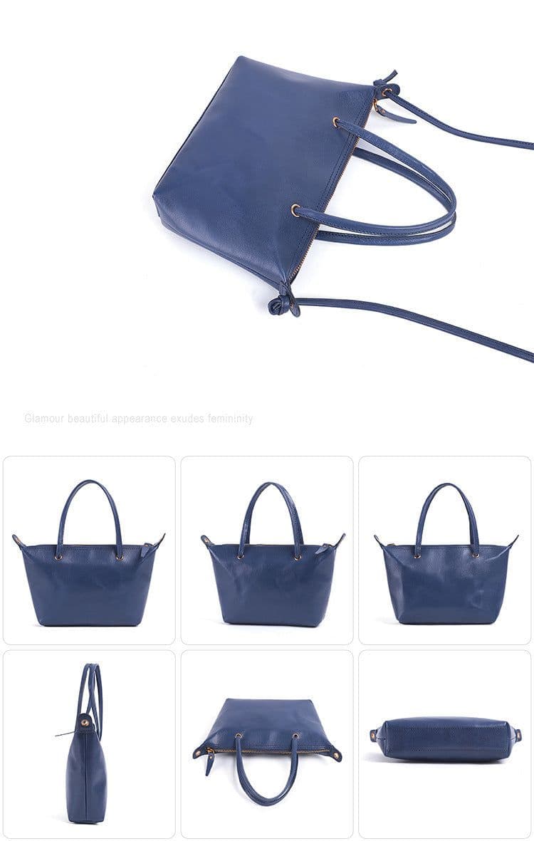 image-Large Capacity Genuine Leather Women's Bag First Layer Cowhide Handbag