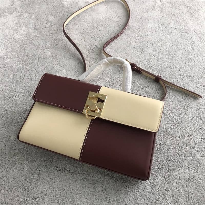 image-Women's Fashionable Simple Cowhide Flip Chessboard Handbag