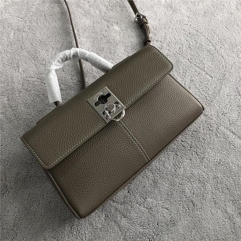 image-Women's Fashionable Simple Cowhide Flip Chessboard Handbag