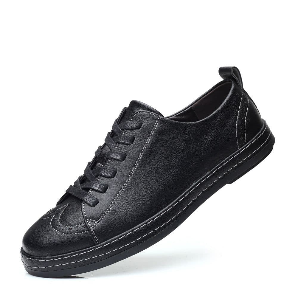 image-Men's Trendy Stitching Casual Lace Up Leather Shoes