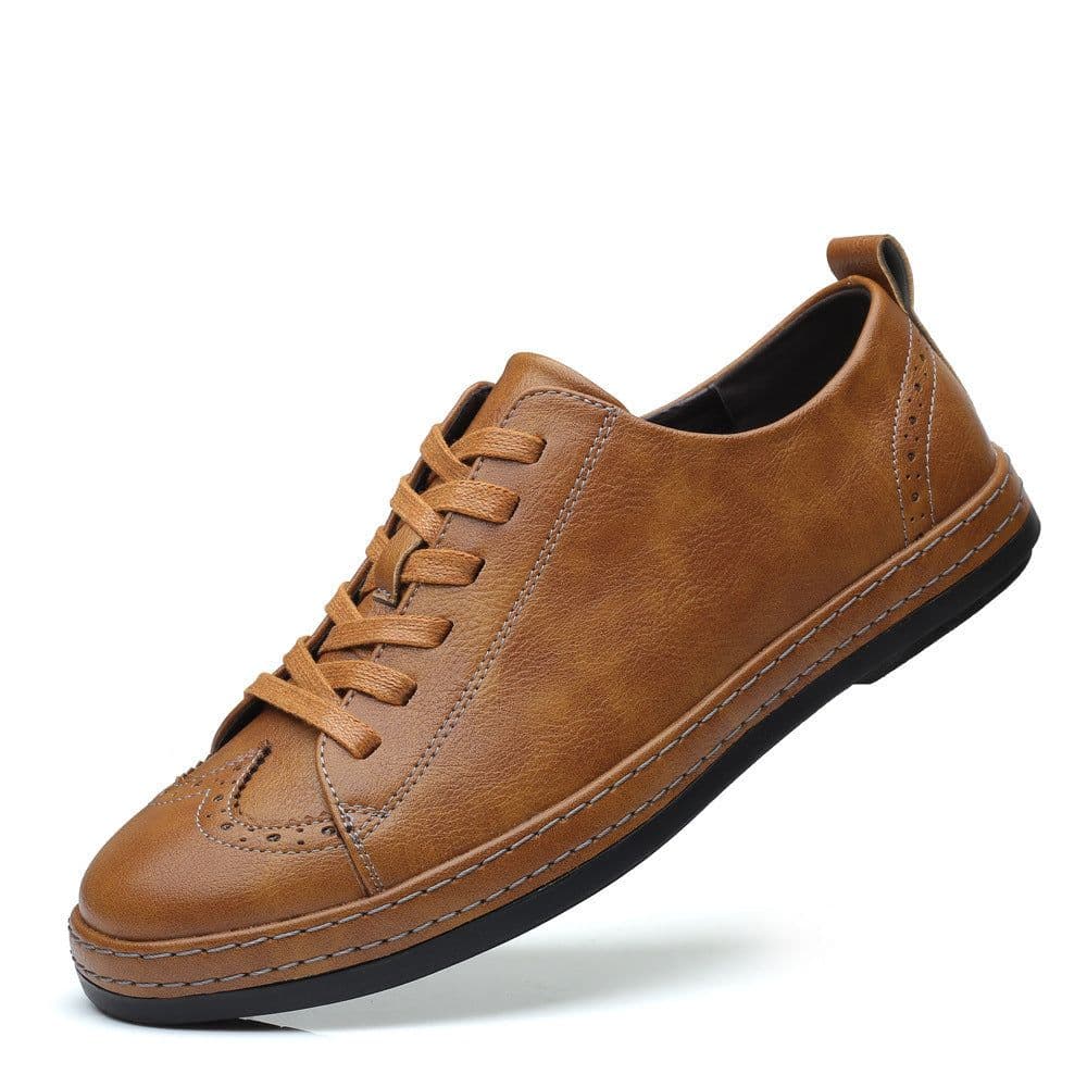 image-Men's Trendy Stitching Casual Lace Up Leather Shoes