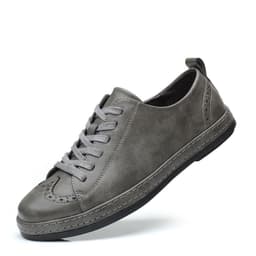 image-Men's Trendy Stitching Casual Lace Up Leather Shoes