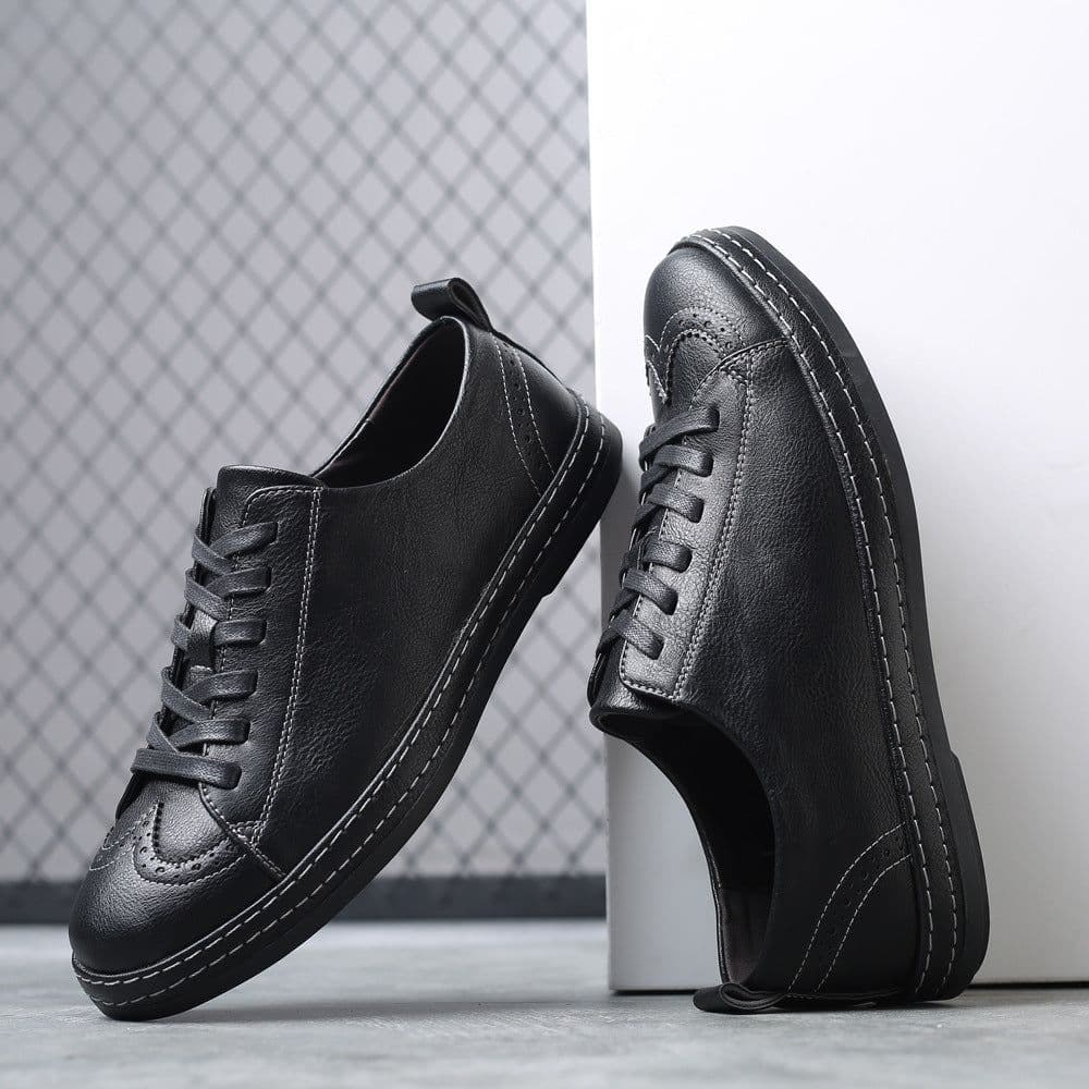 image-Men's Trendy Stitching Casual Lace Up Leather Shoes