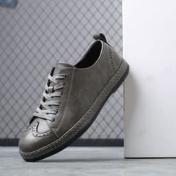 image-Men's Trendy Stitching Casual Lace Up Leather Shoes