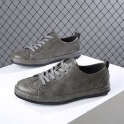image-Men's Trendy Stitching Casual Lace Up Leather Shoes
