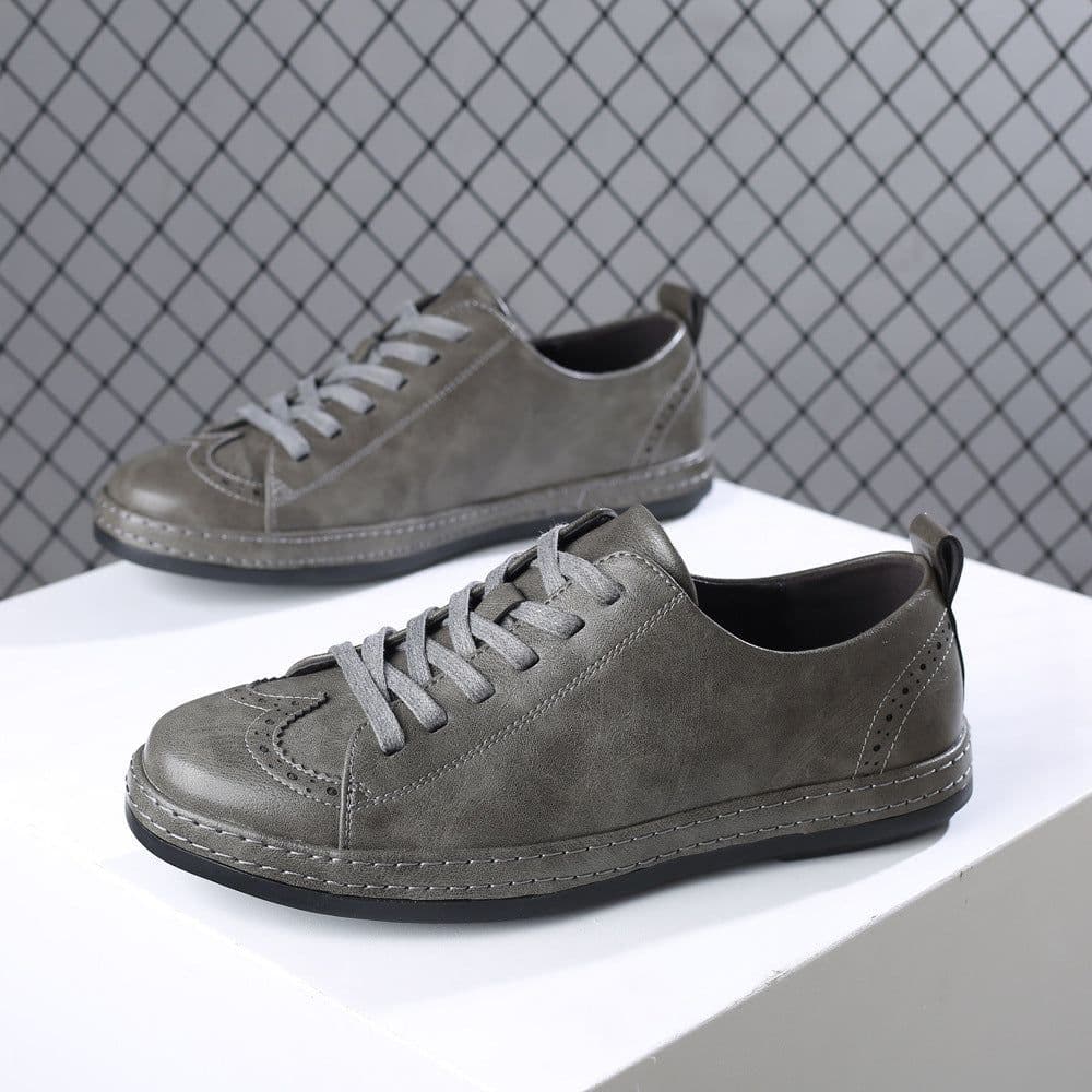 image-Men's Trendy Stitching Casual Lace Up Leather Shoes