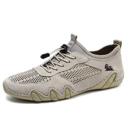 image-Men's Casual Sports Sewn Leather Mesh Shoes