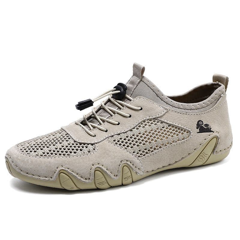 image-Men's Casual Sports Sewn Leather Mesh Shoes