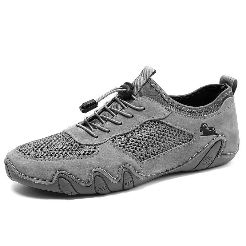 image-Men's Casual Sports Sewn Leather Mesh Shoes