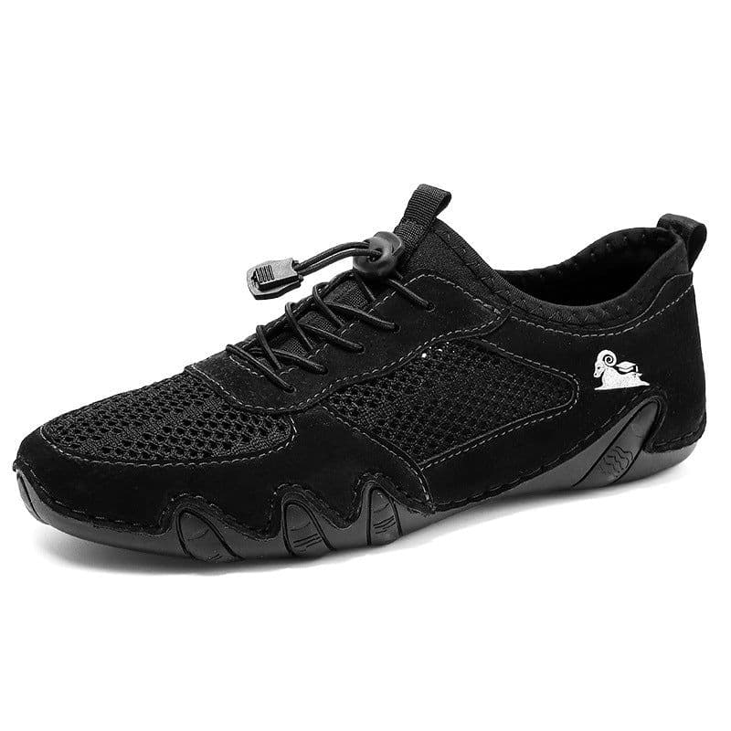 image-Men's Casual Sports Sewn Leather Mesh Shoes