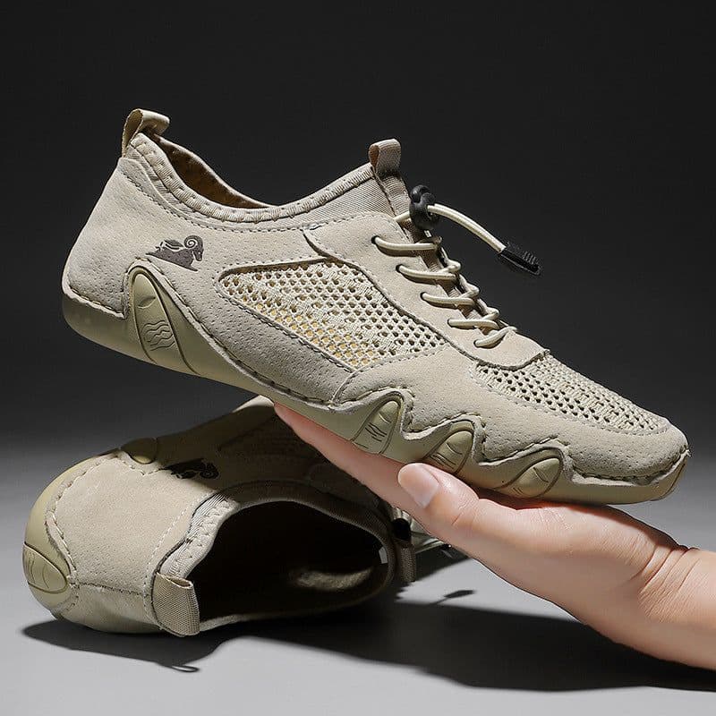 image-Men's Casual Sports Sewn Leather Mesh Shoes