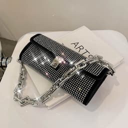 image-One-shoulder Rhinestone Bag Women's Dinner Hand