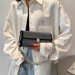 image-One-shoulder Rhinestone Bag Women's Dinner Hand