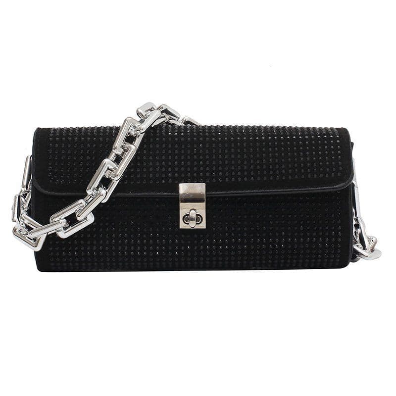 image-One-shoulder Rhinestone Bag Women's Dinner Hand