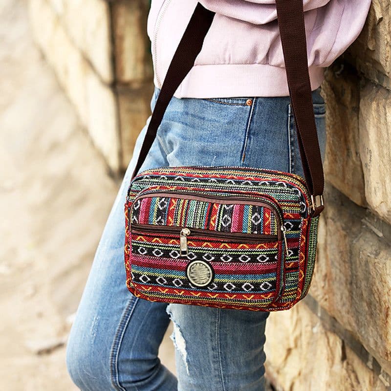 image-Ethnic Style Multi-layer Large Capacity Shoulder Bag