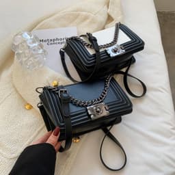image-Contrast Color Small Square Bag Women