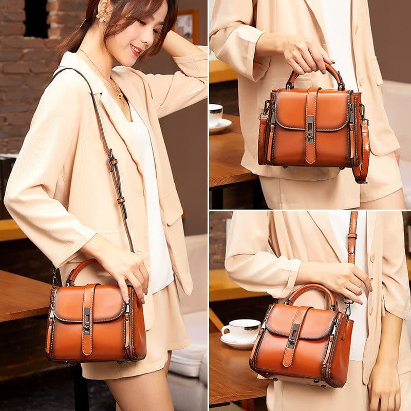 image-Women's Cowhide Vintage Crossbody Handbag