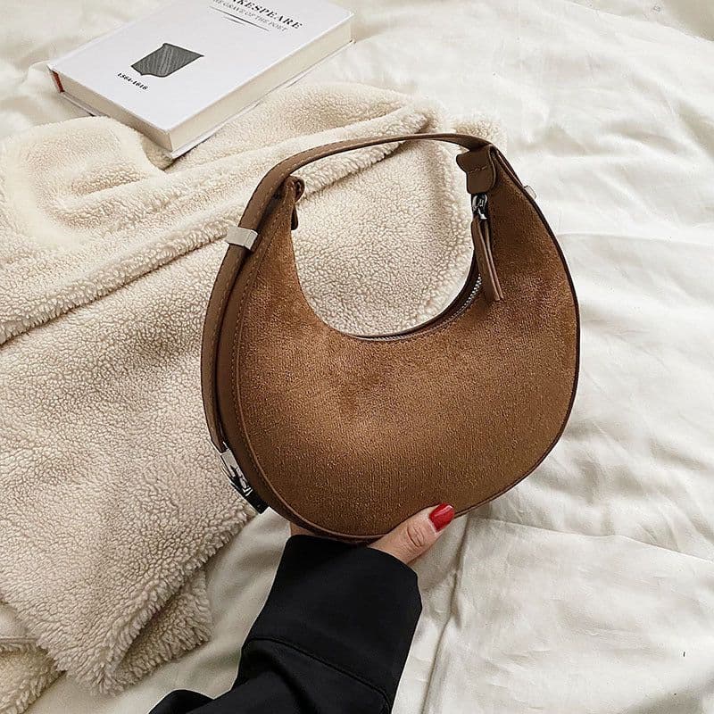 image-All-match Crescent Armpit Tide Textured Handbag