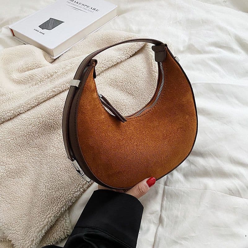 image-All-match Crescent Armpit Tide Textured Handbag