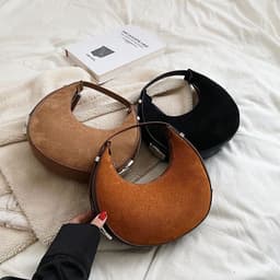 image-All-match Crescent Armpit Tide Textured Handbag