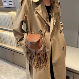 image-Fashion Trend Retro Tassel Shoulder Cross Body Bucket Bag