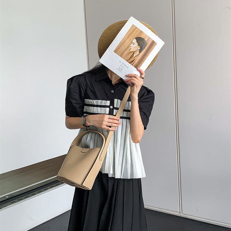 image-Women's Leather Design Simple Retro Crossbody Shoulder Bag