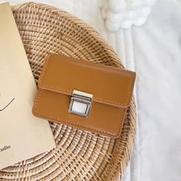 image-Female Mini Minority Simple Portable Elegant Flip Metal Buckle Card Holder Ins Student Wallet Fashion