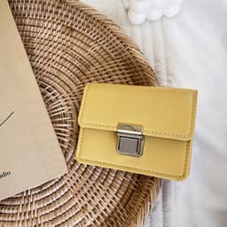 image-Female Mini Minority Simple Portable Elegant Flip Metal Buckle Card Holder Ins Student Wallet Fashion
