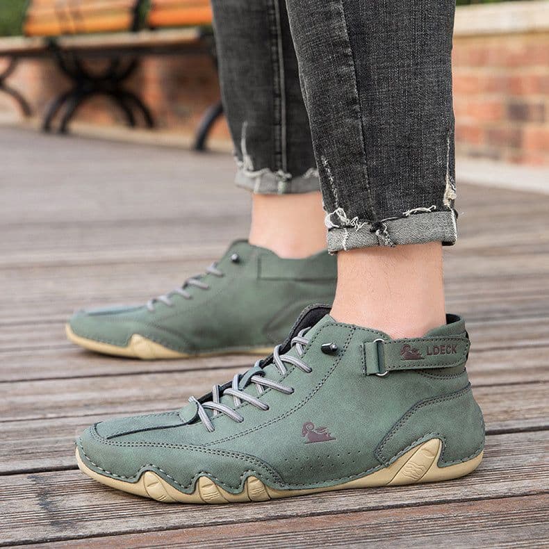 image-Leather Casual Shoes For Men Fashion Loafers Shoes With Velcro Lace Up Men Ankle Boots 35-48