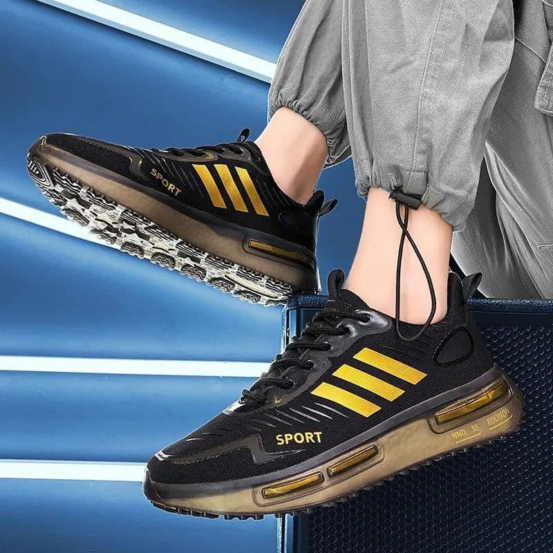 image-Air Cushion Sports Shoes Men Lace-up Sports Sneakers Outdoor Breathable Casual Shoes Walking