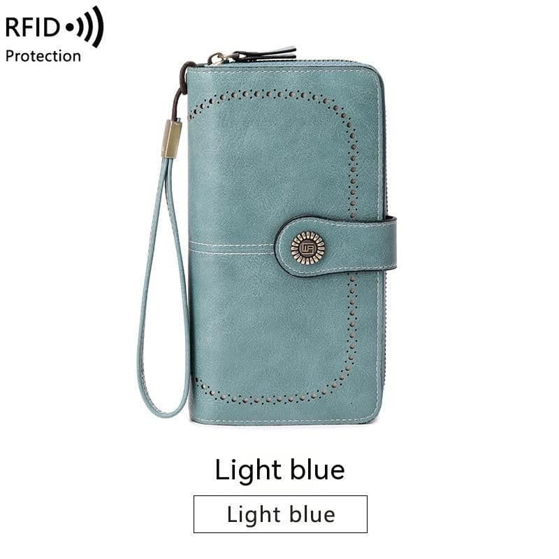 image-RFID Anti-magnetic Wallet Long Zipper Women's Large-capacity Handbag