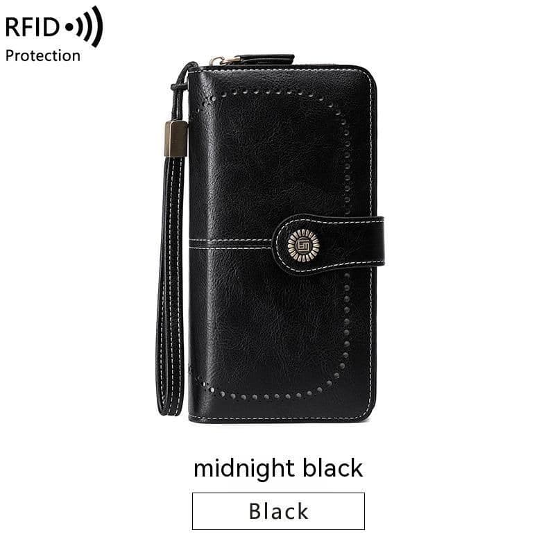 image-RFID Anti-magnetic Wallet Long Zipper Women's Large-capacity Handbag