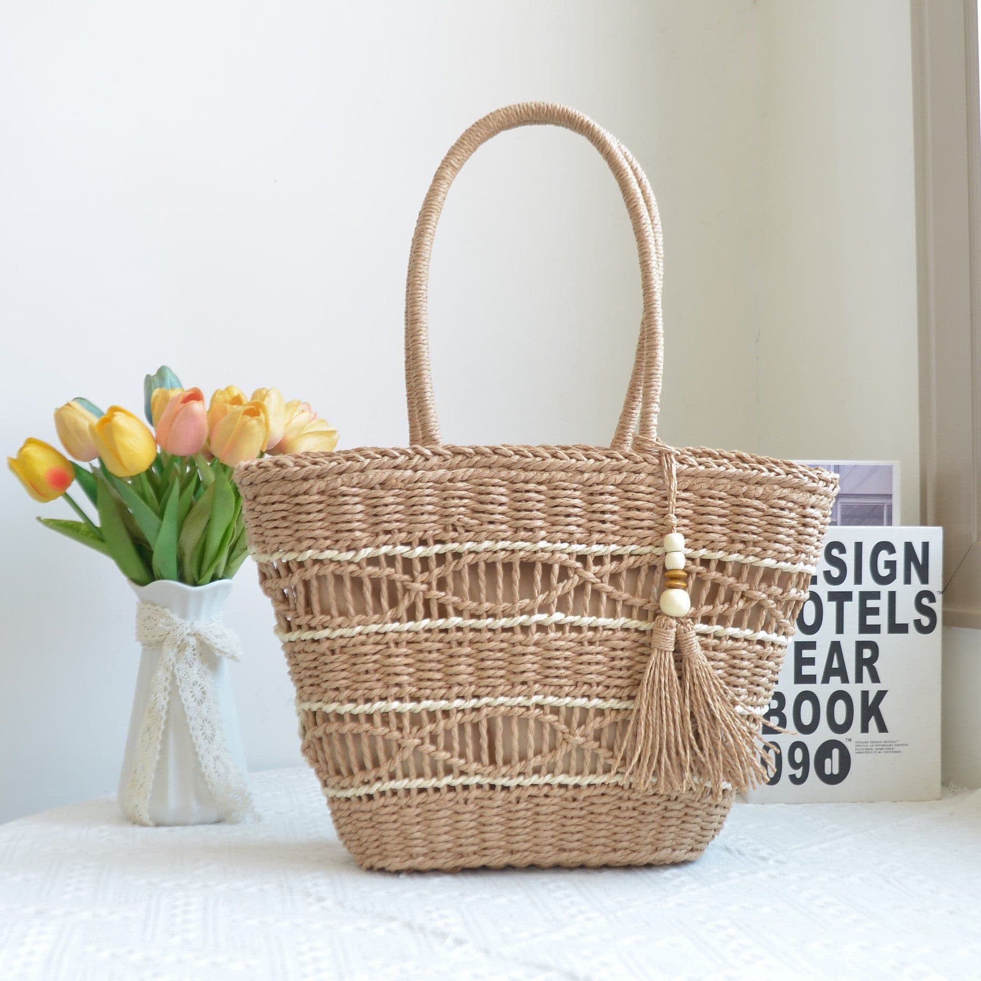image-New Paper String Hand-woven Straw Bag