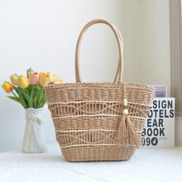 image-New Paper String Hand-woven Straw Bag