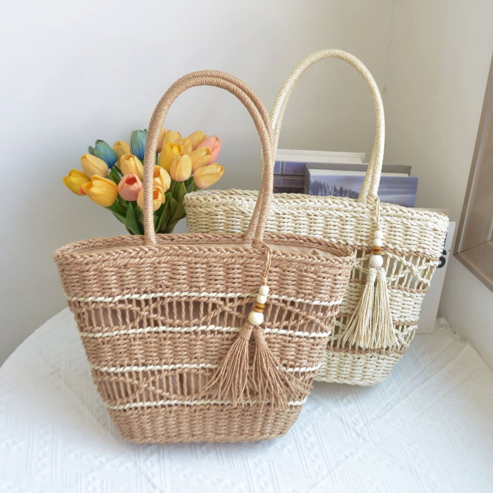 image-New Paper String Hand-woven Straw Bag