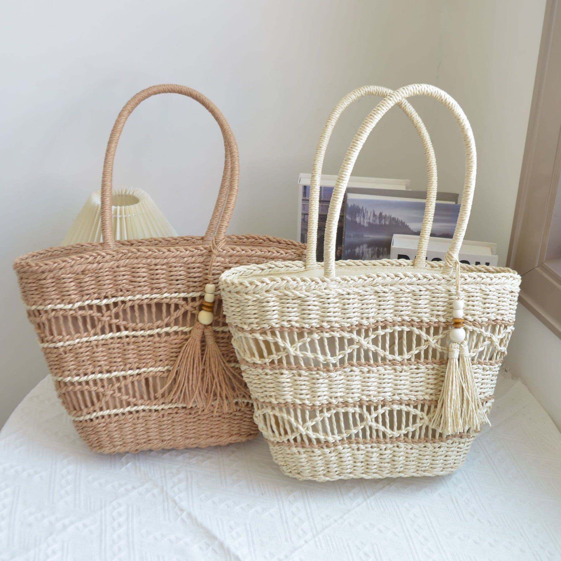image-New Paper String Hand-woven Straw Bag