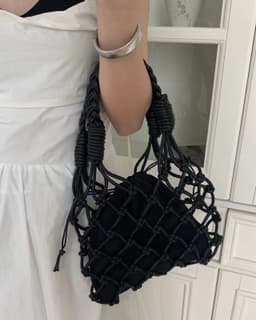 image-Pu Hand-woven Bag Hollow Portable Shoulder Underarm Bag
