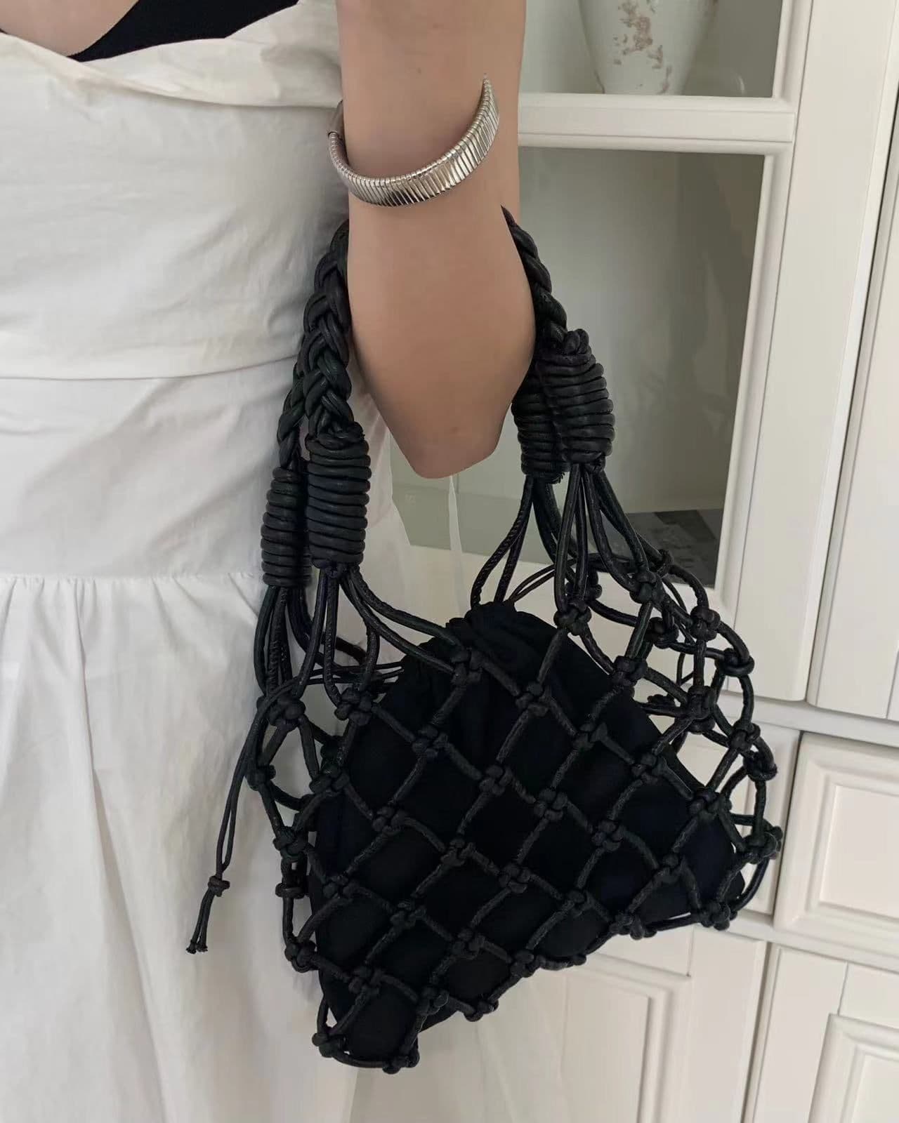image-Pu Hand-woven Bag Hollow Portable Shoulder Underarm Bag