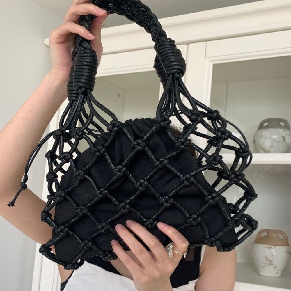image-Pu Hand-woven Bag Hollow Portable Shoulder Underarm Bag