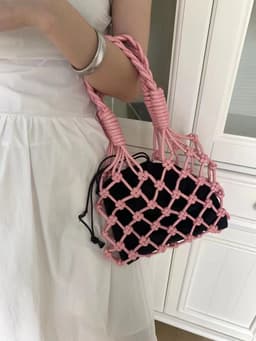 image-Pu Hand-woven Bag Hollow Portable Shoulder Underarm Bag