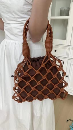 image-Pu Hand-woven Bag Hollow Portable Shoulder Underarm Bag