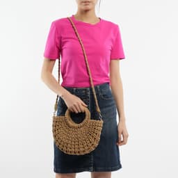image-Women's Fashion Handmade Straw Woven Hollow Crossbody Bag