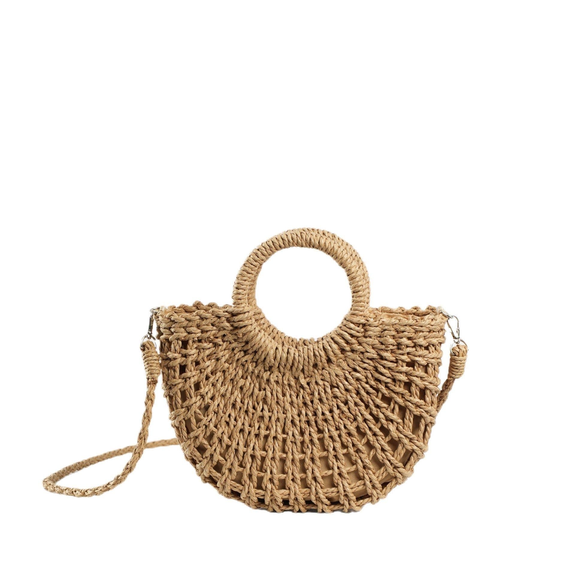 image-Women's Fashion Handmade Straw Woven Hollow Crossbody Bag