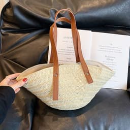image-Beach straw hat woven handbag