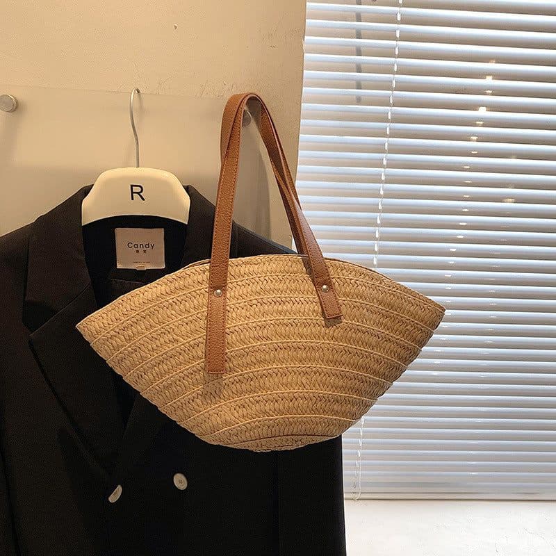 image-Beach straw hat woven handbag