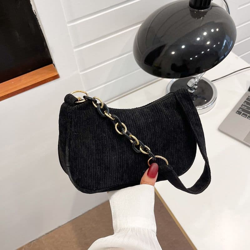 image-Korean Style Artistic Cloth Bag Simple Casual Corduroy