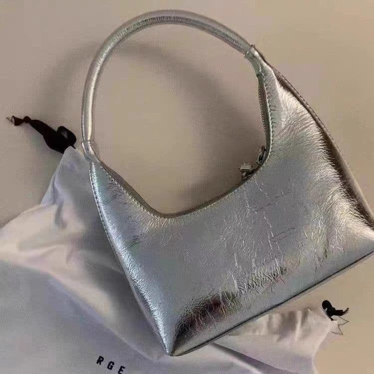 image-French Style Temperament Silver Hand Carrying Underarm Bag Women