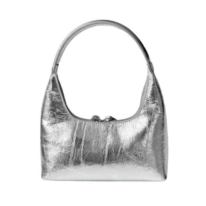 image-French Style Temperament Silver Hand Carrying Underarm Bag Women